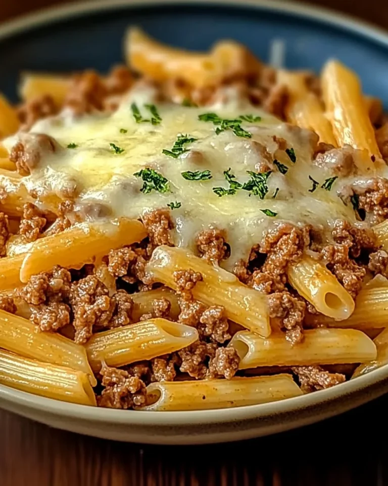 Cheesy Penne with Ground Beef