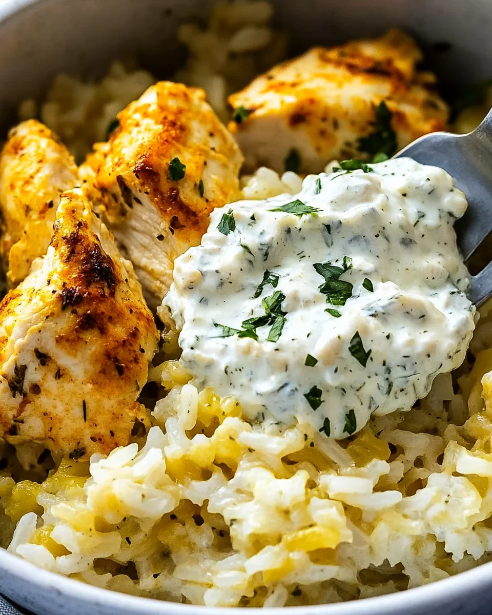 Easy Chicken Tzatziki Rice Bake