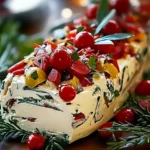Festive Holiday Antipasto Cream Cheese Log