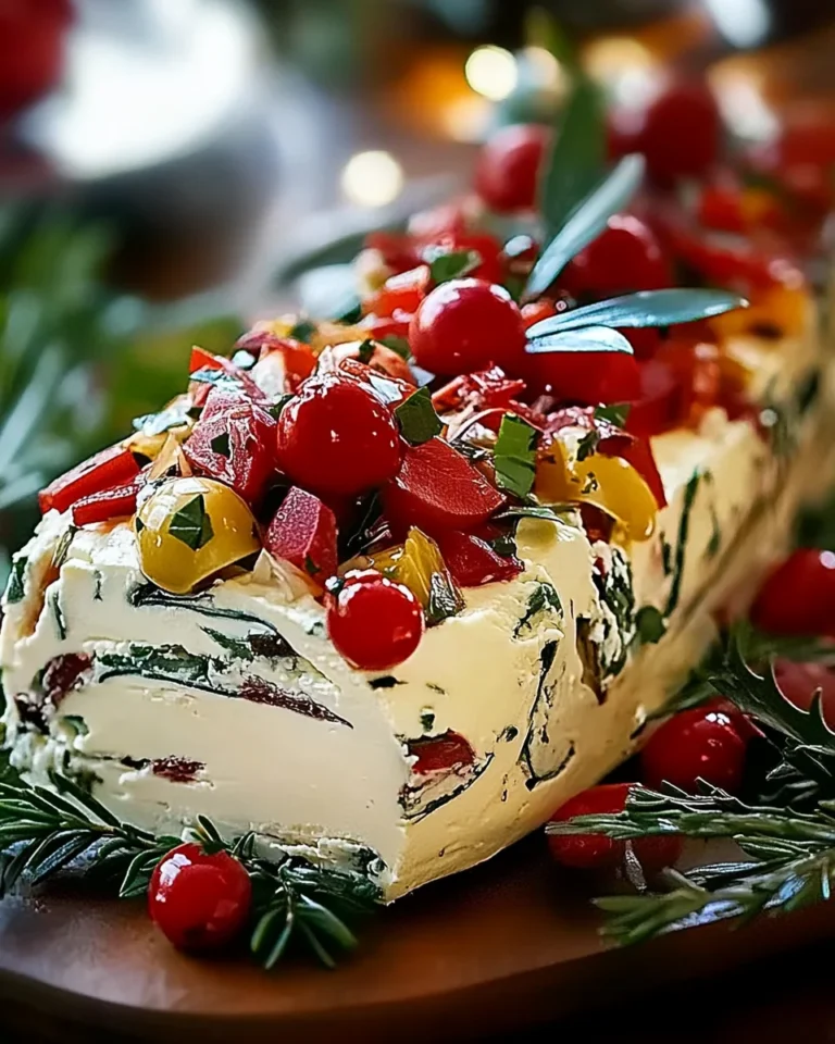 Festive Holiday Antipasto Cream Cheese Log