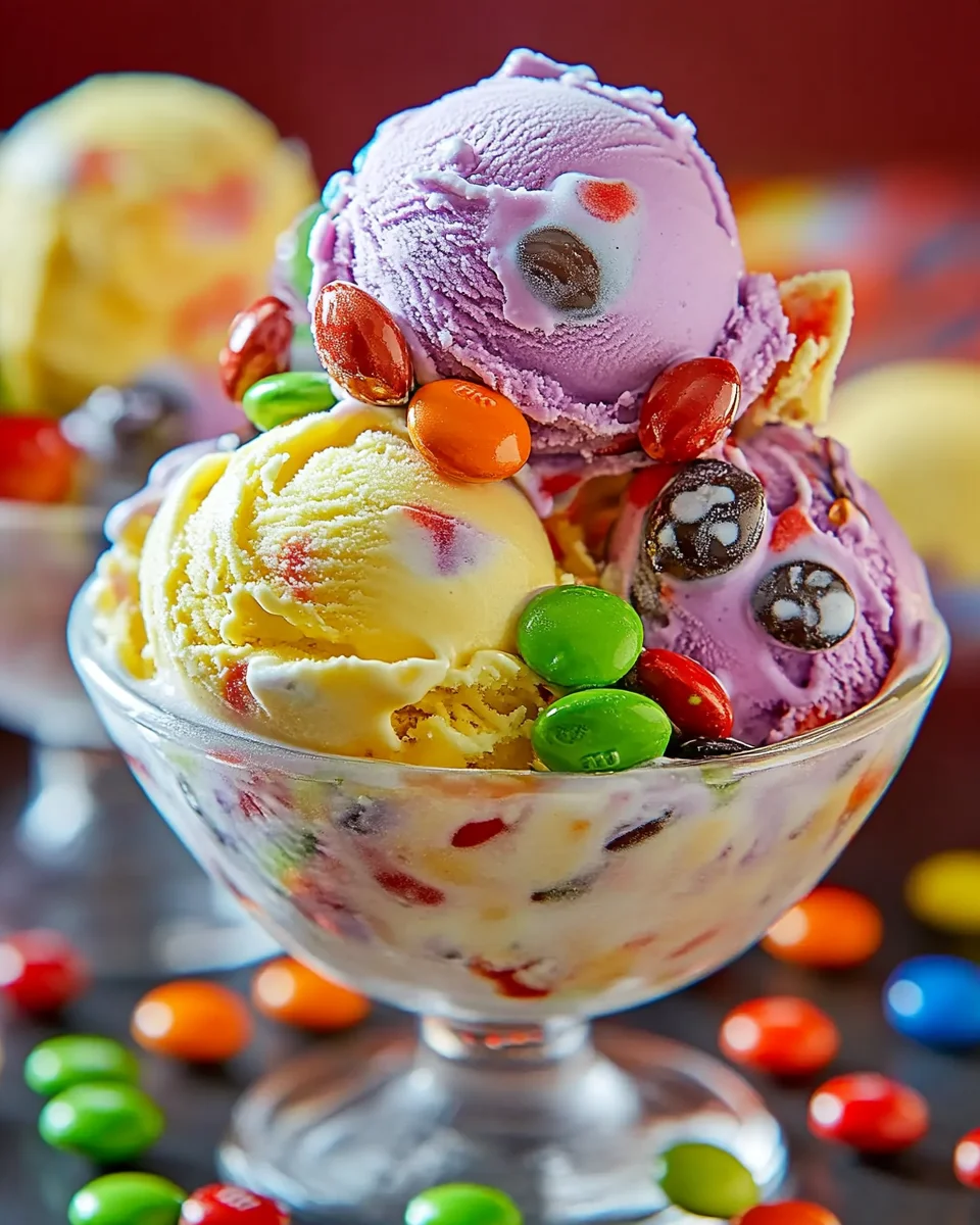 No Churn Skittles Ice Cream