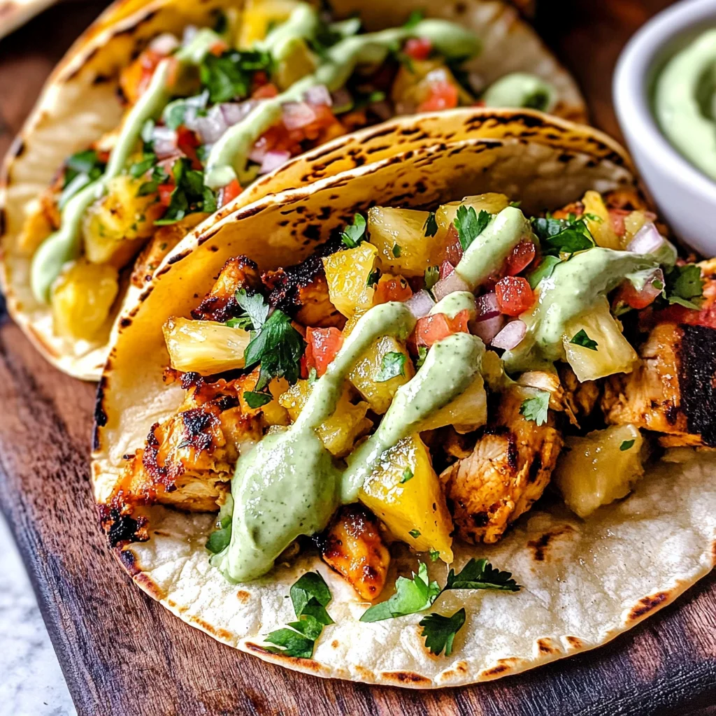 Chili Lime Chicken Tacos with Grilled Pineapple Salsa