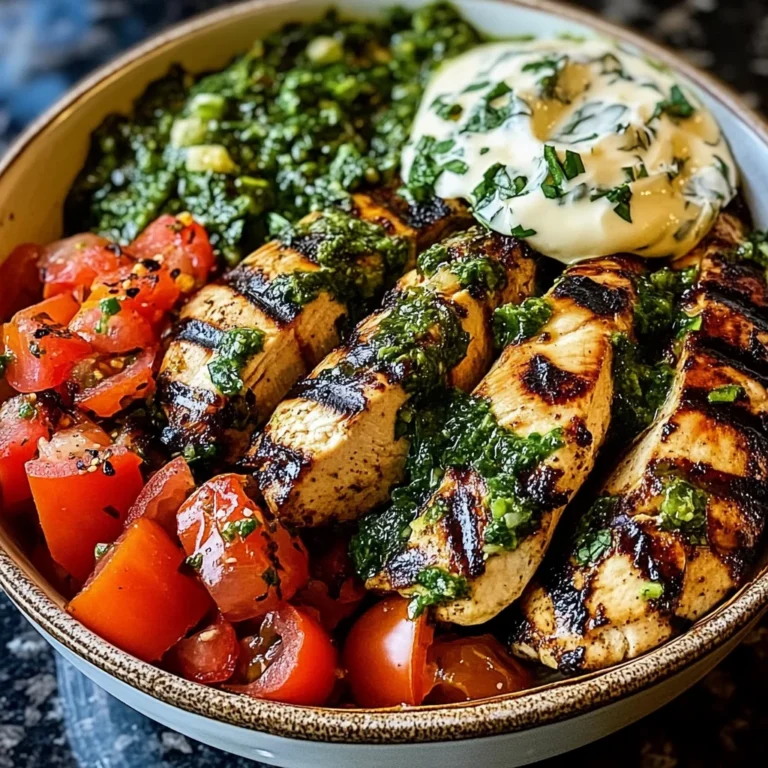 Chimichurri Grilled Chicken Bowl with Garlic Sauce