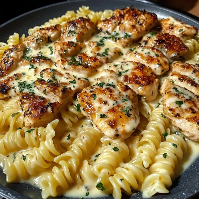 Creamy Garlic Chicken and Rotini with Mozzarella Alfredo