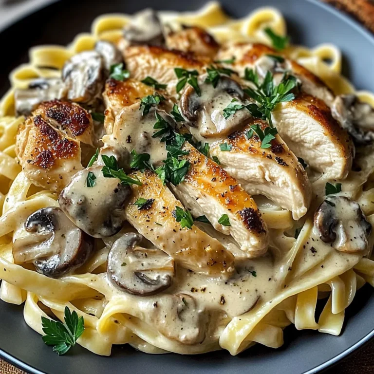 Creamy Garlic Mushroom Chicken Fettuccine