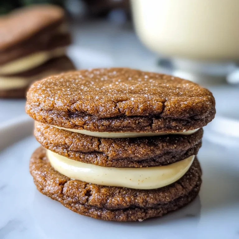 Ginger Molasses Sandwich Cookies with Eggnog Frostings