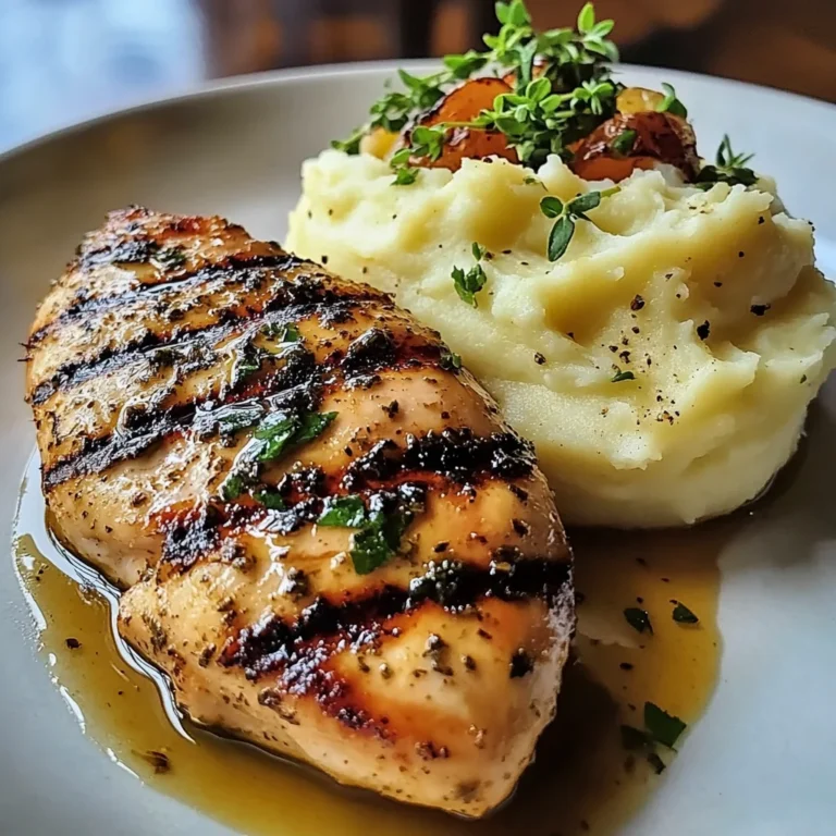 Grilled Garlic Herb Chicken with Creamy Mashed Potatoes & Fresh Garden Salad