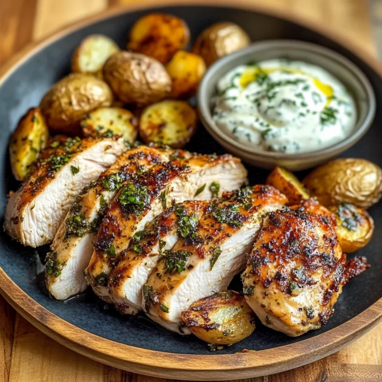Herb-Marinated Chicken with Roasted Potatoes & Creamy Dip