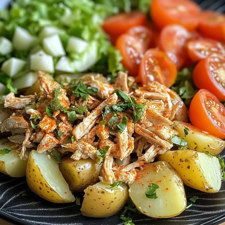Herbed Potatoes with Shredded Chicken & Fresh Salad
