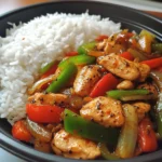 Pepper Chicken Stir-Fry with Fluffy Rice