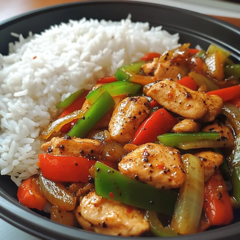 Pepper Chicken Stir-Fry with Fluffy Rice