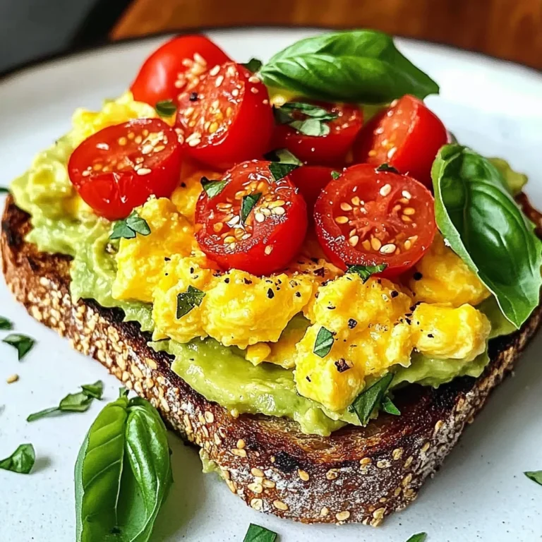 Avocado Toast with Scrambled Eggs and Tomatoes