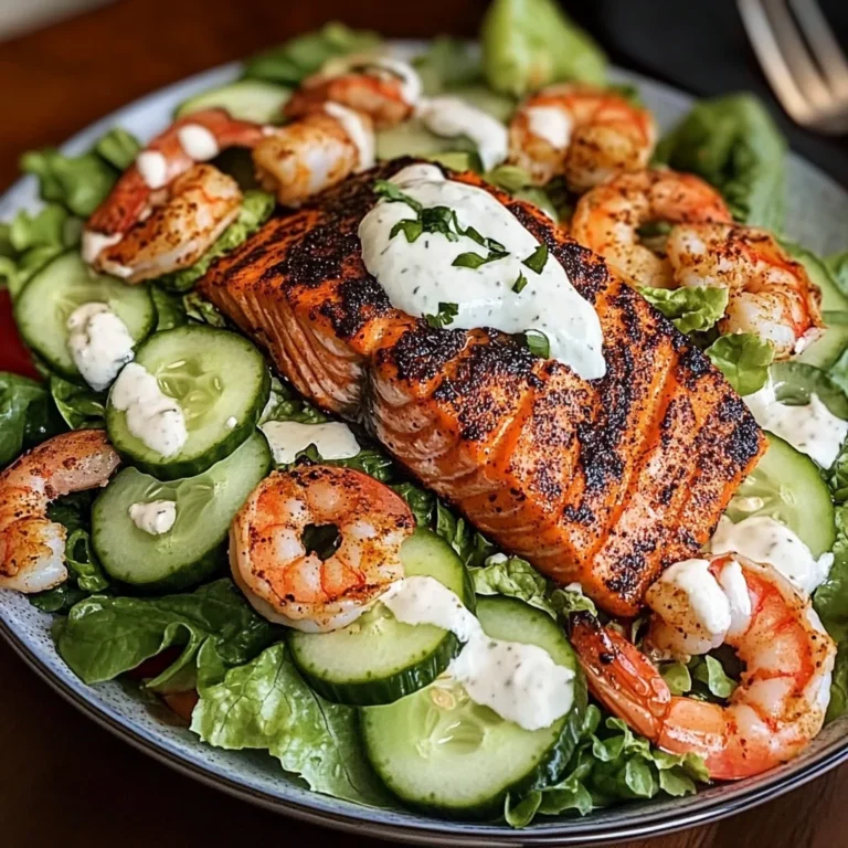 Blackened Salmon & Shrimp Salad