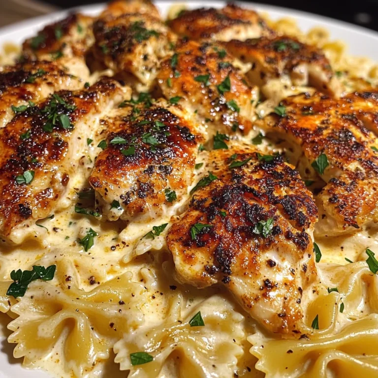 Cheesy Garlic Chicken with Cajun Alfredo Bowties
