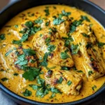 Coconut-Spiced Chicken Curry with Garlic Naan & Golden Fries