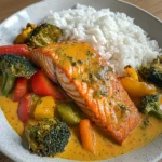 Coconut Veggie Salmon Curry with Rice