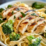 Creamy Chicken Alfredo Fettuccine with Broccoli