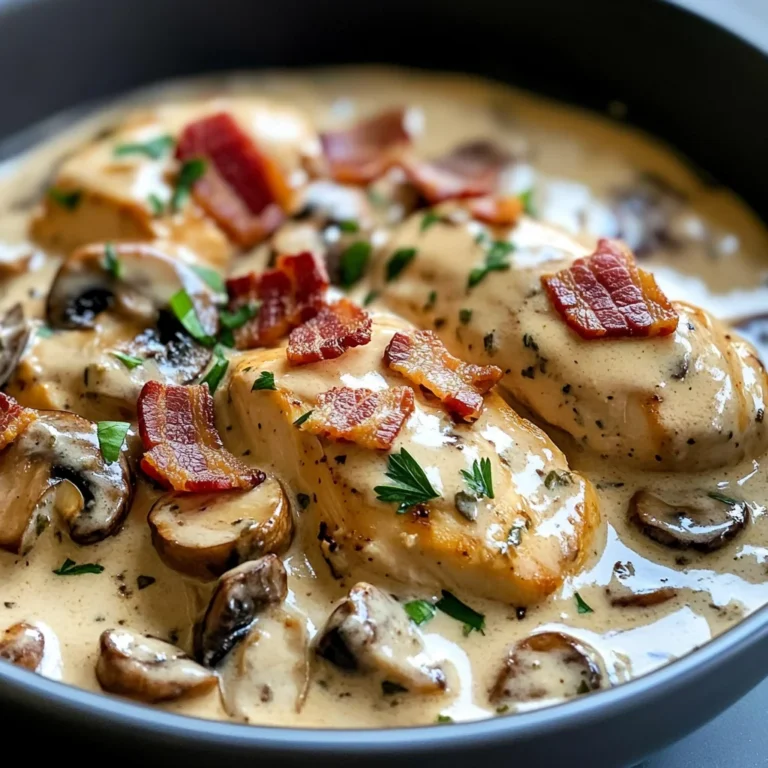 Creamy Chicken & Bacon Stroganoff with Garlic Naan, Rice & Crispy Fries