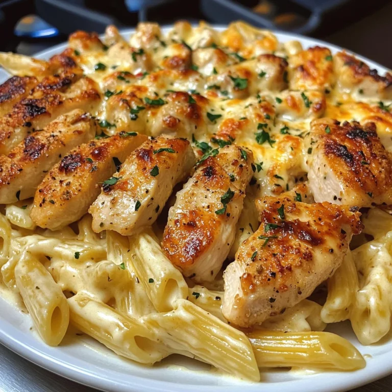 Creamy Garlic Butter Chicken with Cheesy Penne and Parmesan Sauce