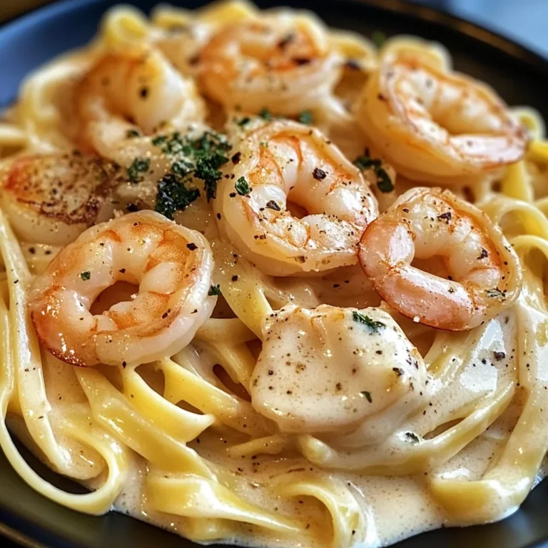 Creamy Garlic Shrimp Alfredo Pasta