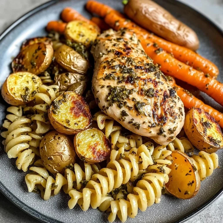 Garlic-Herb Chicken with Roasted Veggies & Creamy Rotini