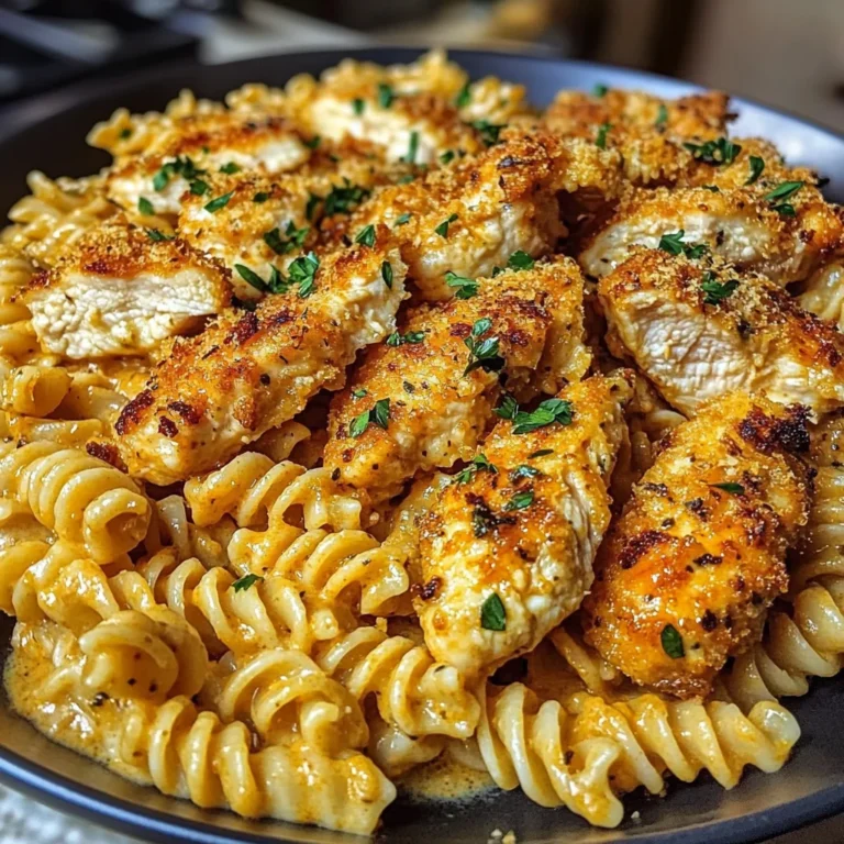 Garlic Parmesan Chicken Twisted Pasta in Spicy Three-Cheese Cajun Sauce