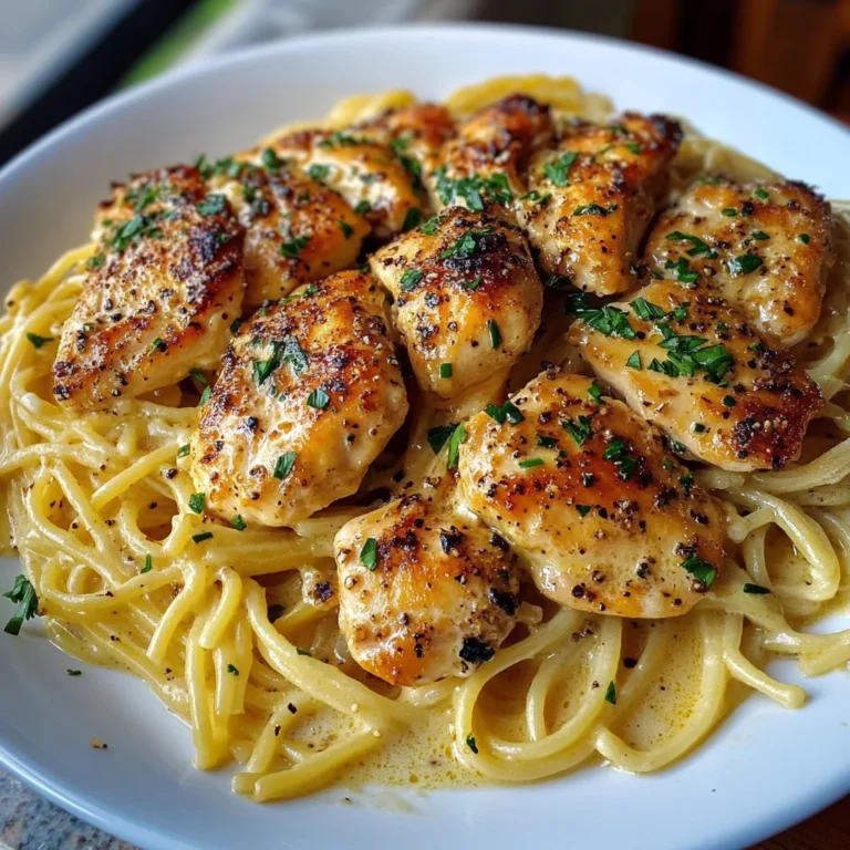 Golden Garlic Butter Chicken with Creamy Linguine