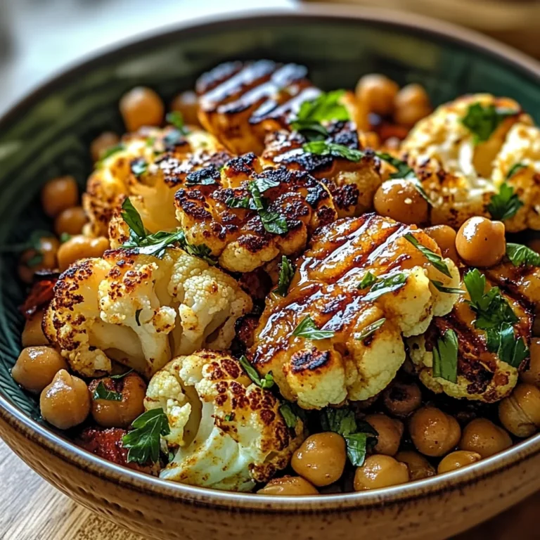 Honey Curry Roasted Cauliflower with Grilled Halloumi and Crunchy Chickpeas