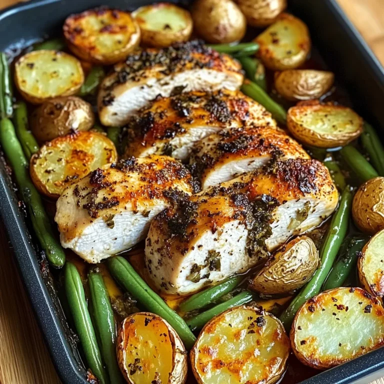 One-Pan Garlic Herb Chicken with Crispy Potatoes & Green Beans
