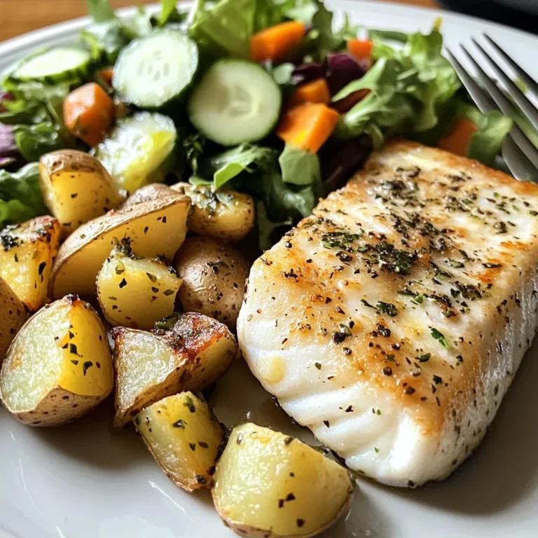 Pan-Seared White Fish with Herbed Baby Potatoes & Garden Salad