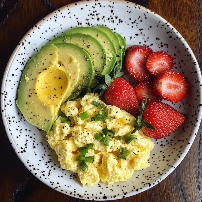 Scrambled Eggs with Avocado & Strawberries