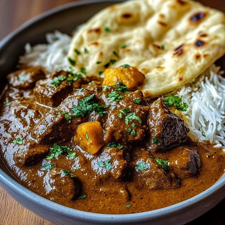 Slow-Cooked Beef Curry with Garlic Naan