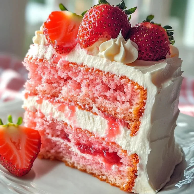 Strawberry Cake with Whipped Cream Cheese Frosting