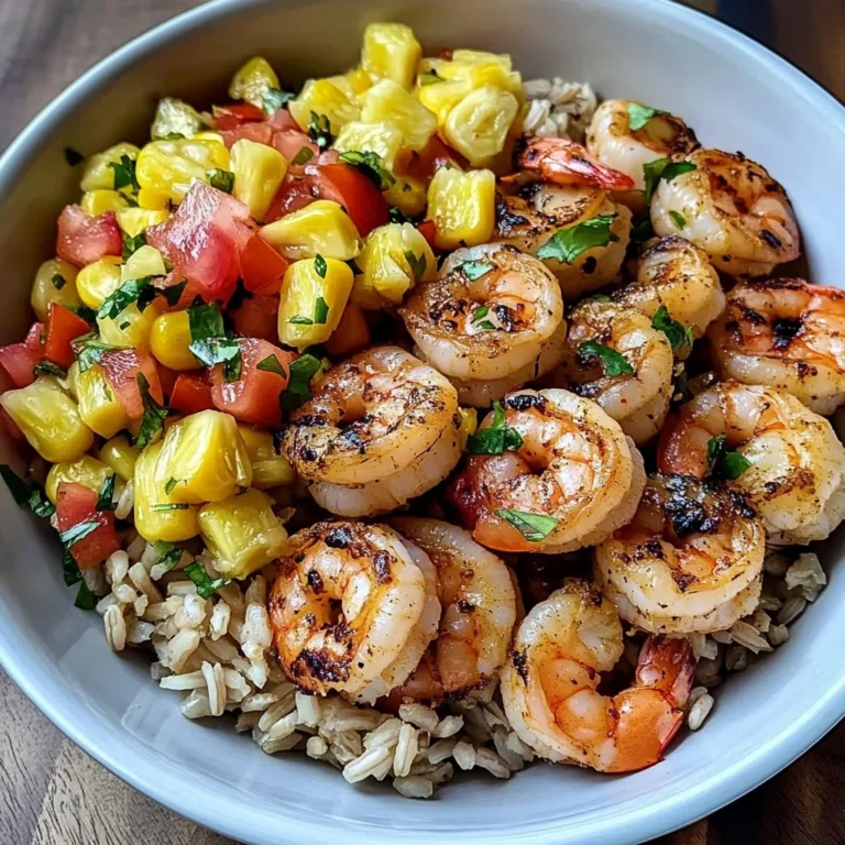 Zesty Shrimp Bowl with Brown Rice & Pineapple Corn Salsa