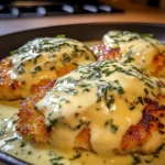 Mozzarella Chicken in Basil Cream Sauce