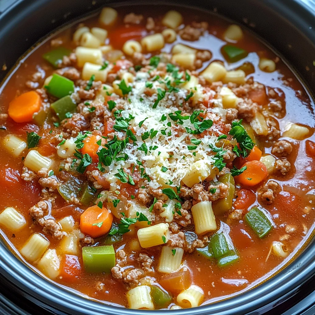 Slow Cooker Italian chicken hamburger Soup