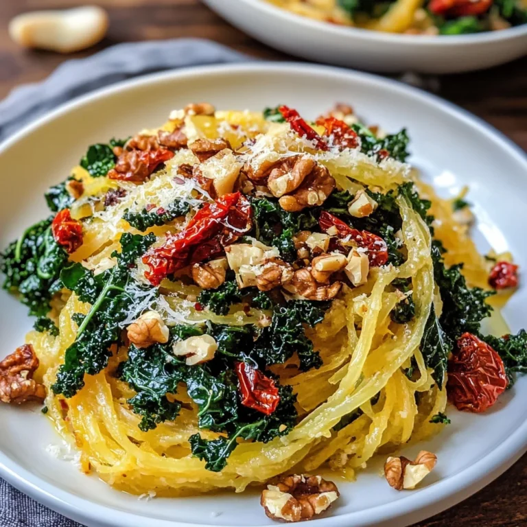 Roasted Garlic and Kale Spaghetti Squash