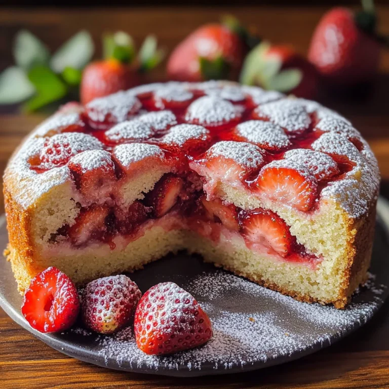 Easy Strawberry Cake with Strawberry Sauce