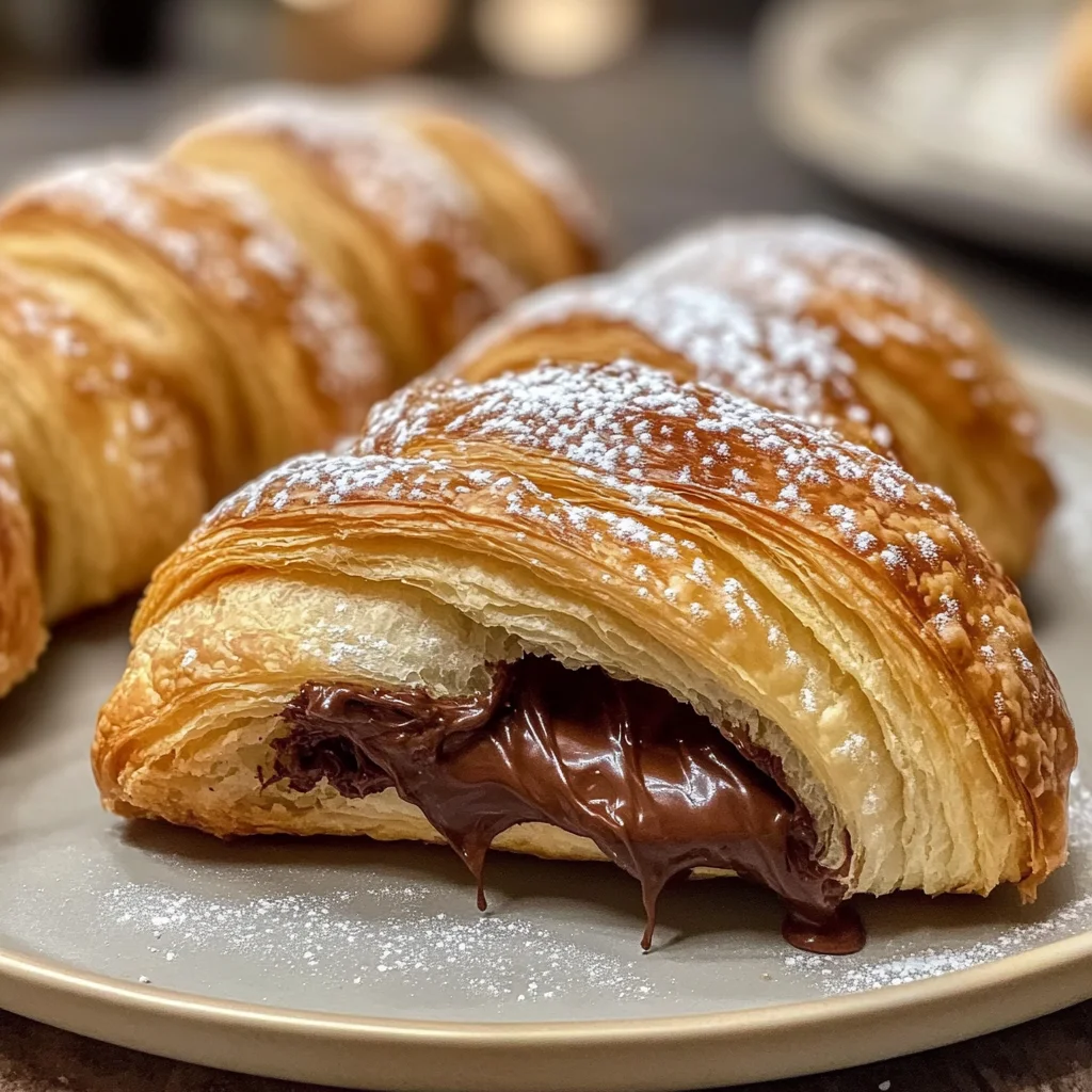 Golden Nutella Croissants - flirtyfood